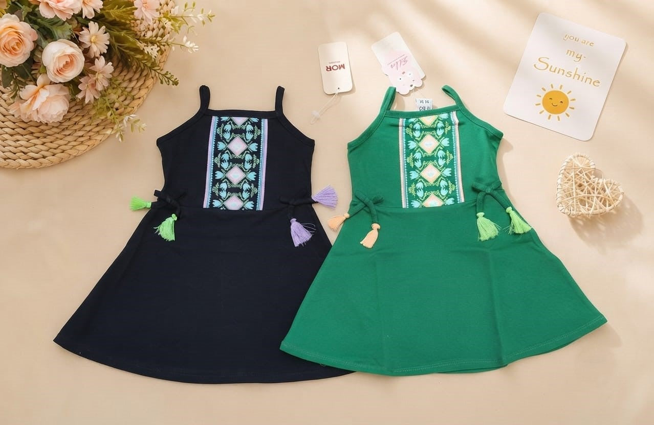 Embroidered Tassel Sleeveless Dress 1029