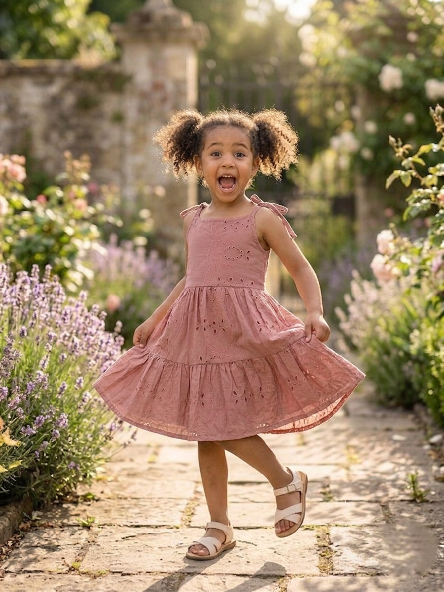 Light Pink Eyelet Dress AK006