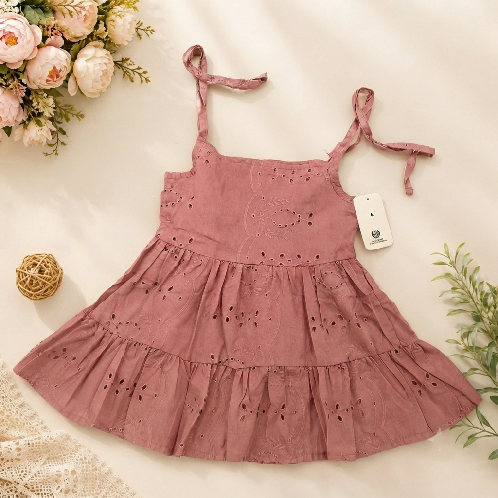 Light Pink Eyelet Dress AK006