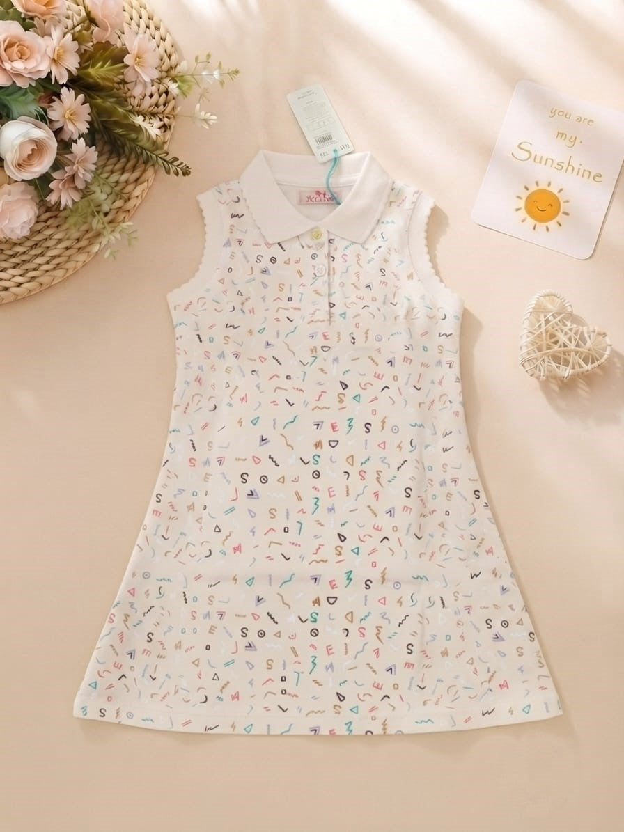 Sleeveless Collared Print Dress BTG324