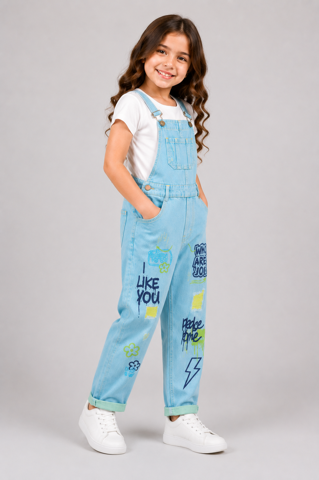 Street Art Denim Overalls -G016