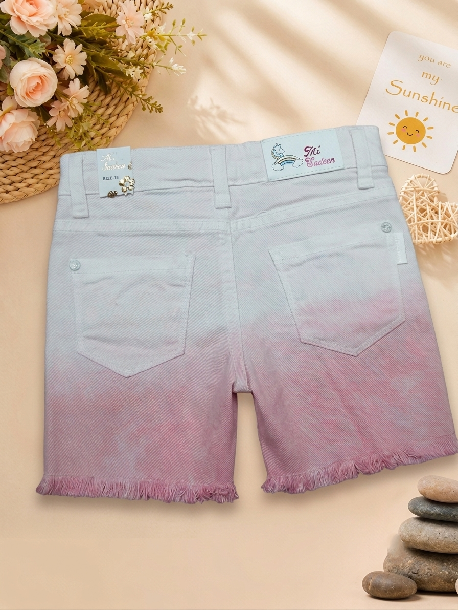 Girls’ Gradient Denim Shorts - 1558