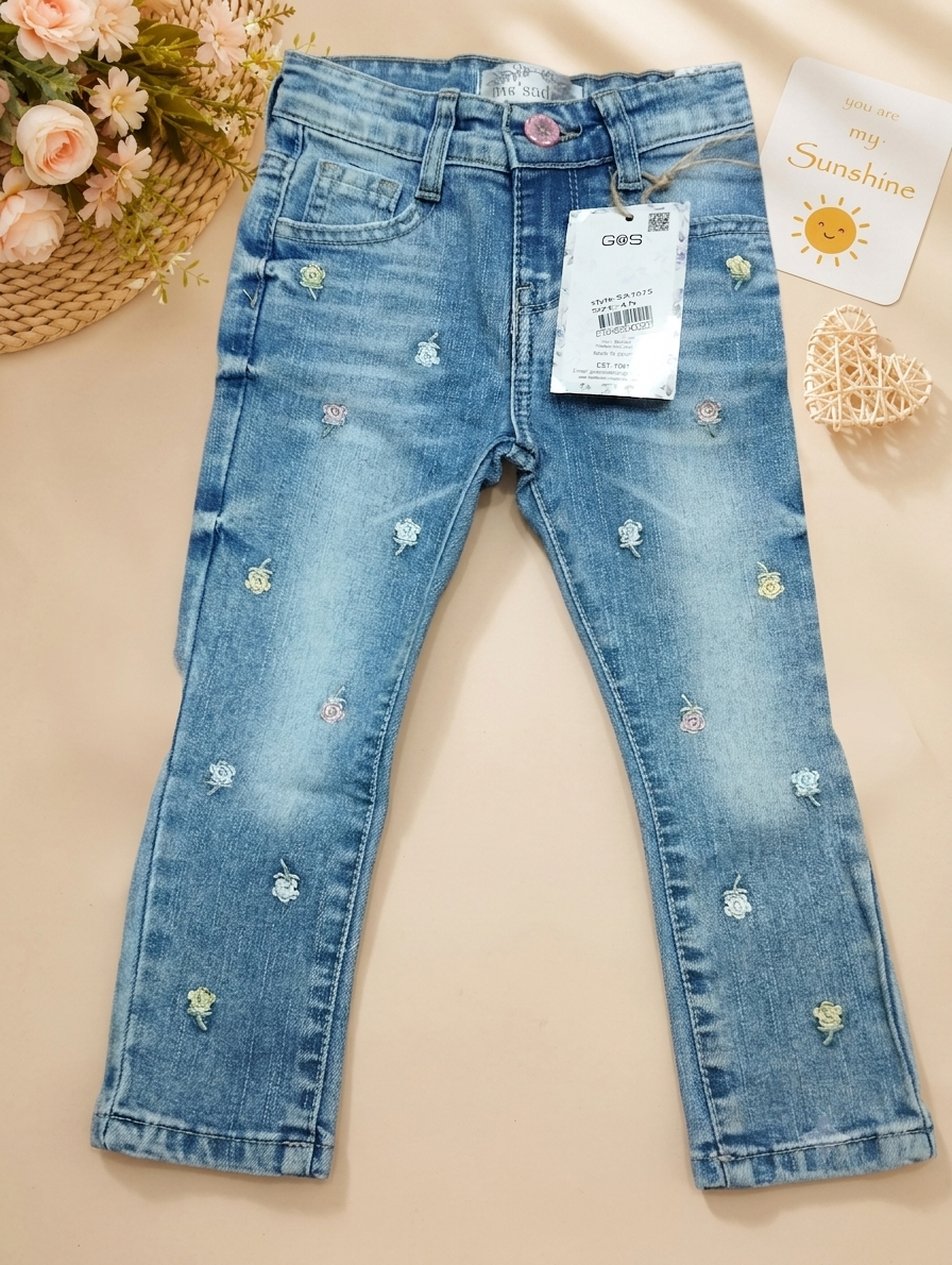 Girls’ Embroidered Denim Jeans- 1675