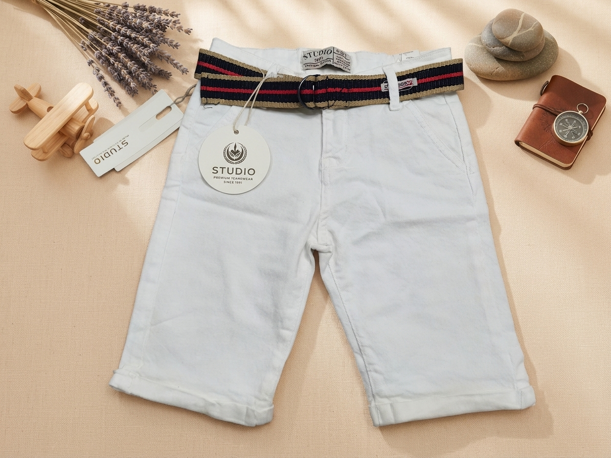 White Belted Kids Shorts 2012