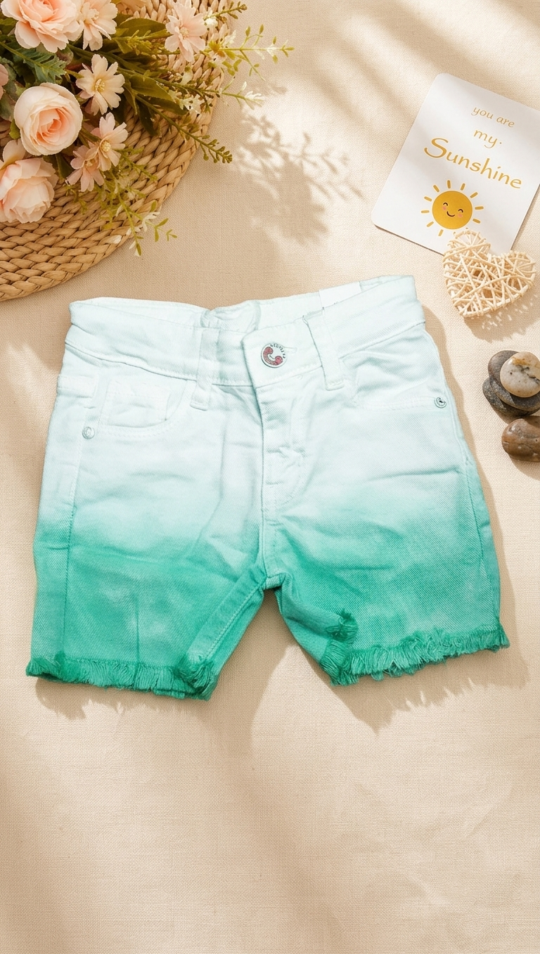 Girls’ Gradient Denim Shorts - 1558