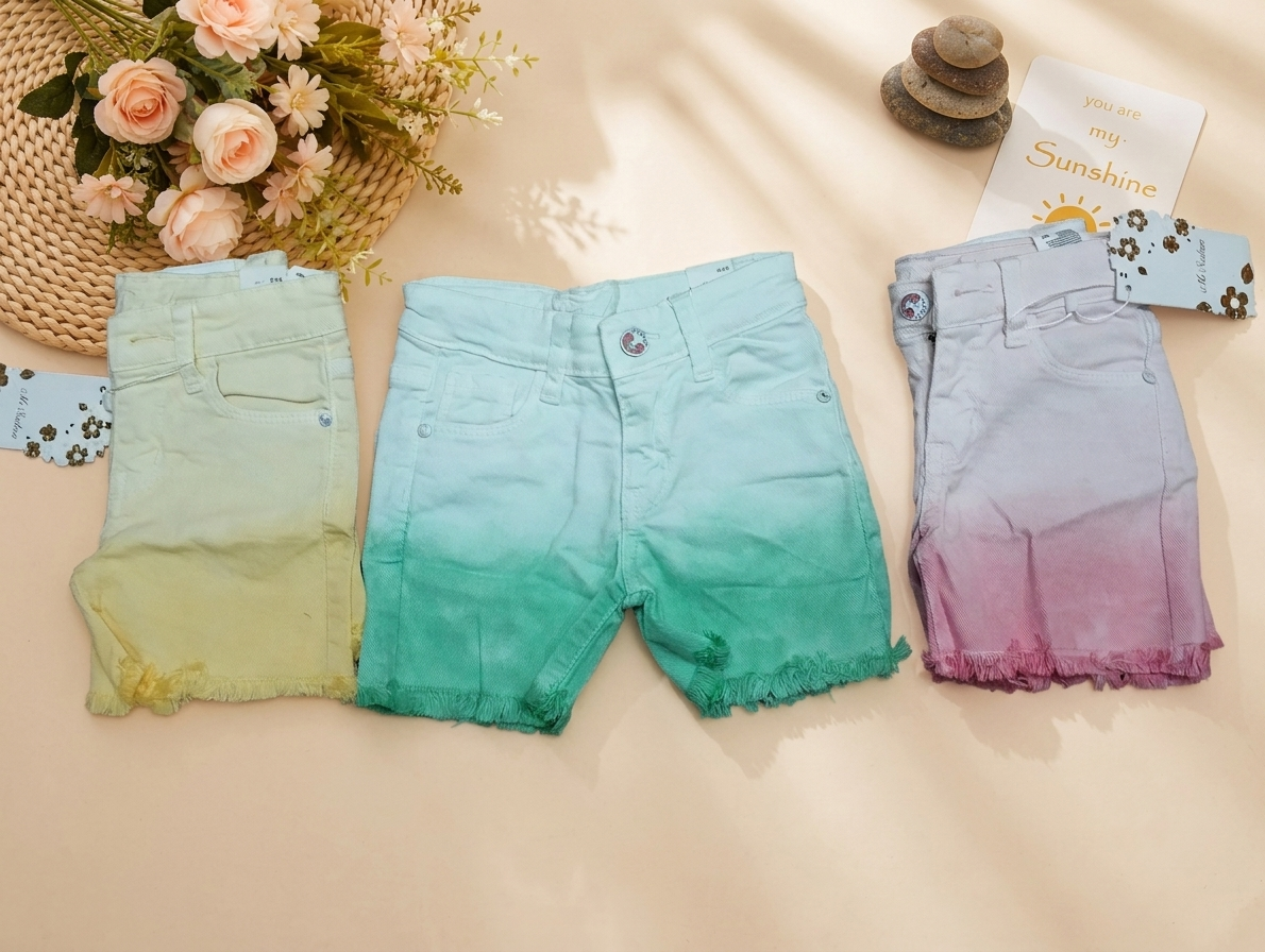 Girls’ Gradient Denim Shorts - 1558