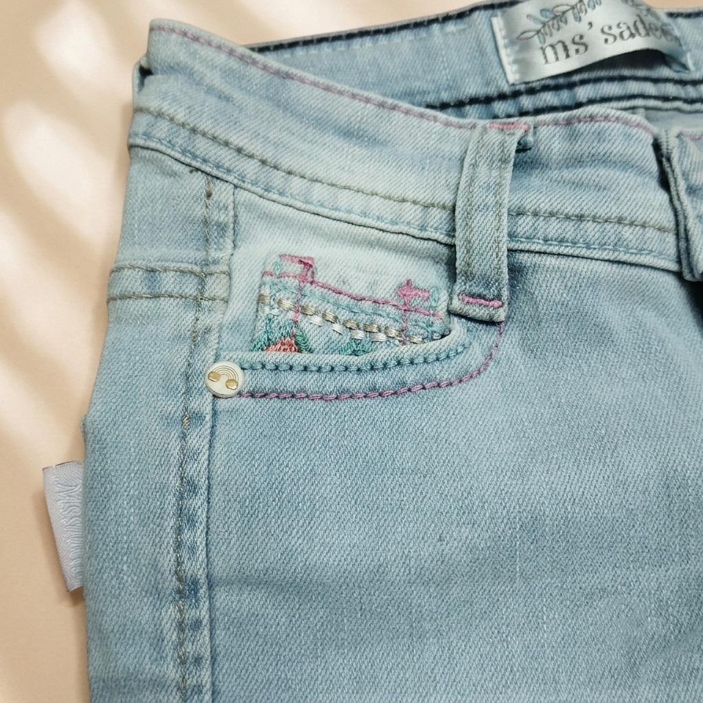 Playful Pockets Embroidered Jeans - 1714
