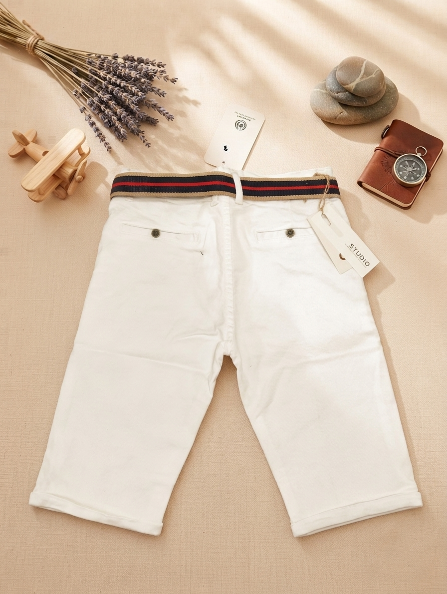 White Belted Kids Shorts 2012