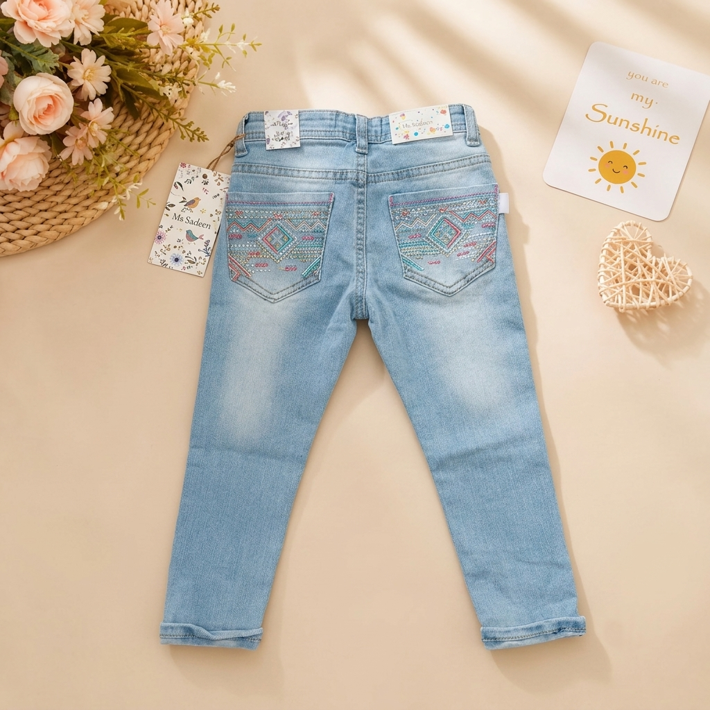 Playful Pockets Embroidered Jeans - 1714