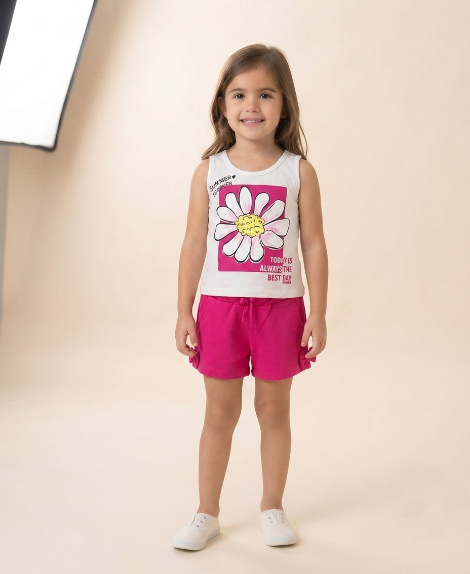 Daisy Top & Pink Shorts Set 1032