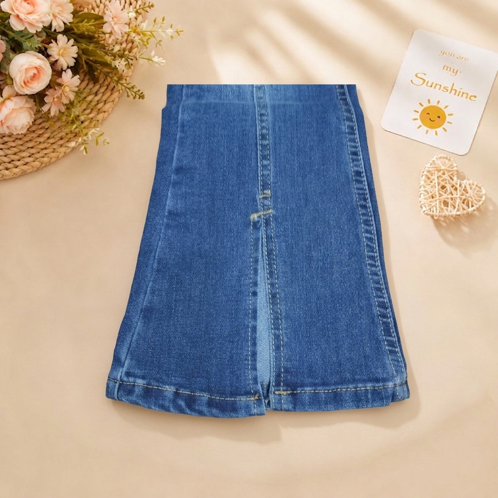 Flared Denim Jeans with Slit Hem -1920