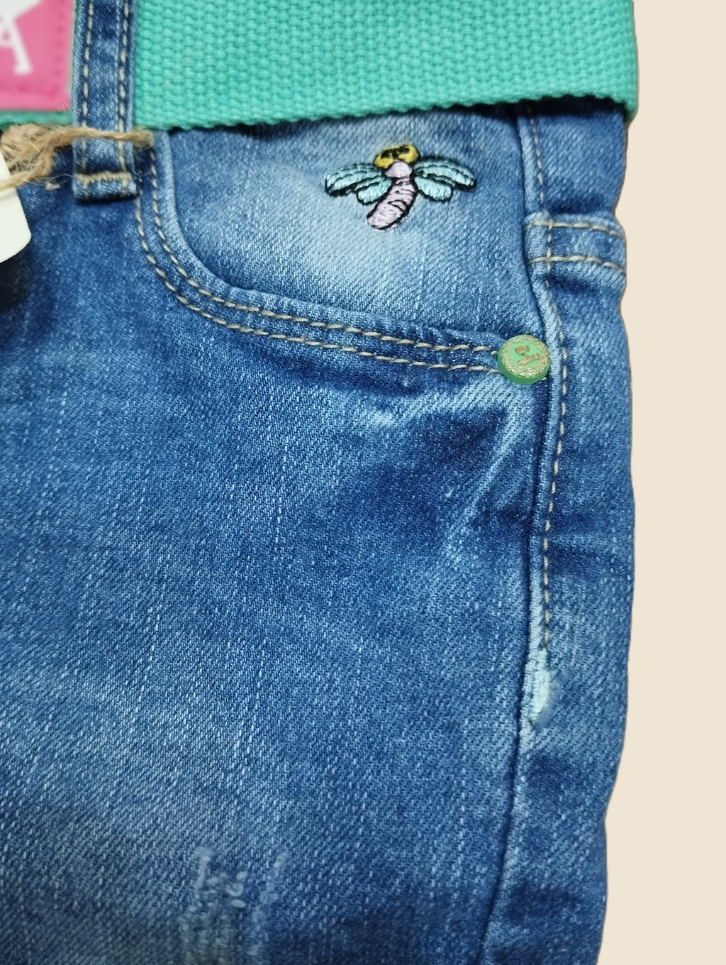 Light Blue Denim Jeans with Belt- 1801
