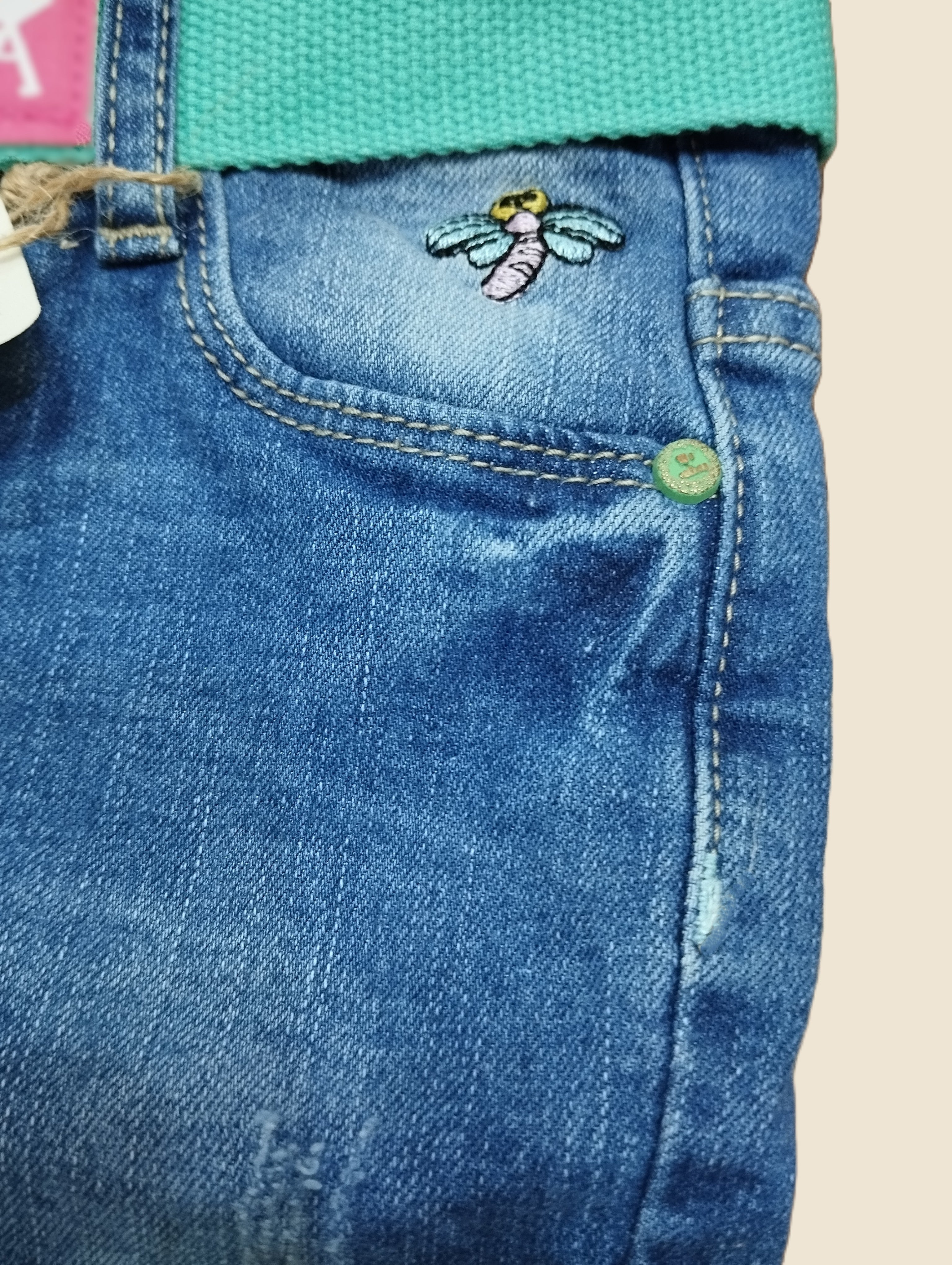 Light Blue Denim Jeans with Belt- 1801