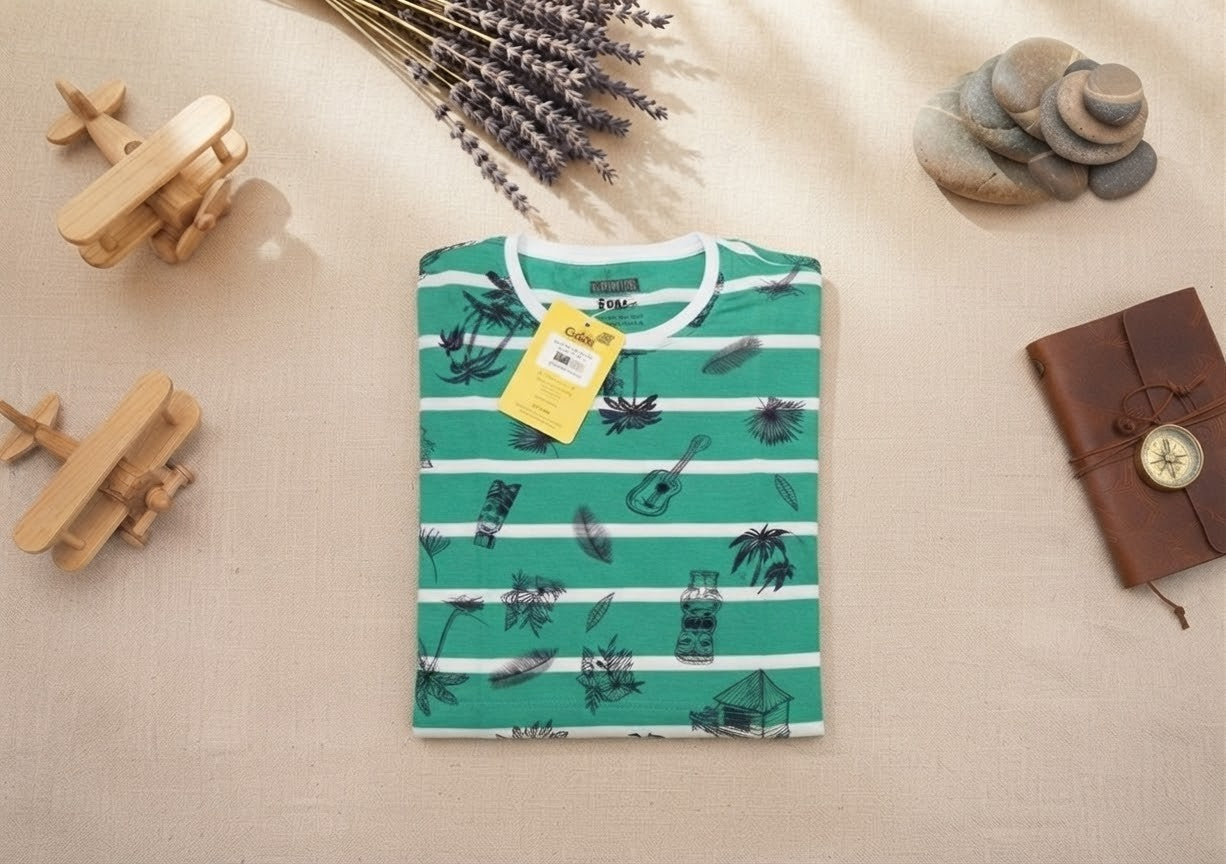 Tropical Striped round T-Shirt 367