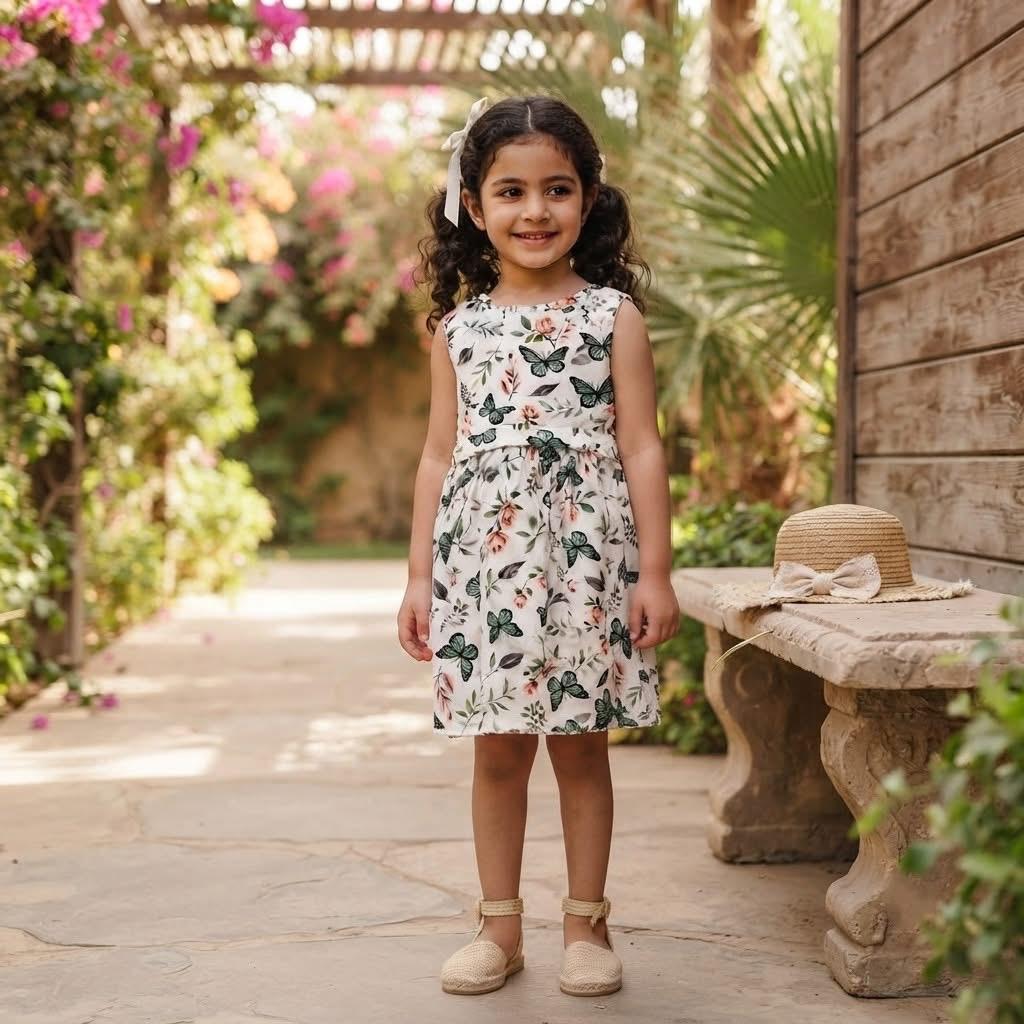 Floral White Butterfly Dress AK005