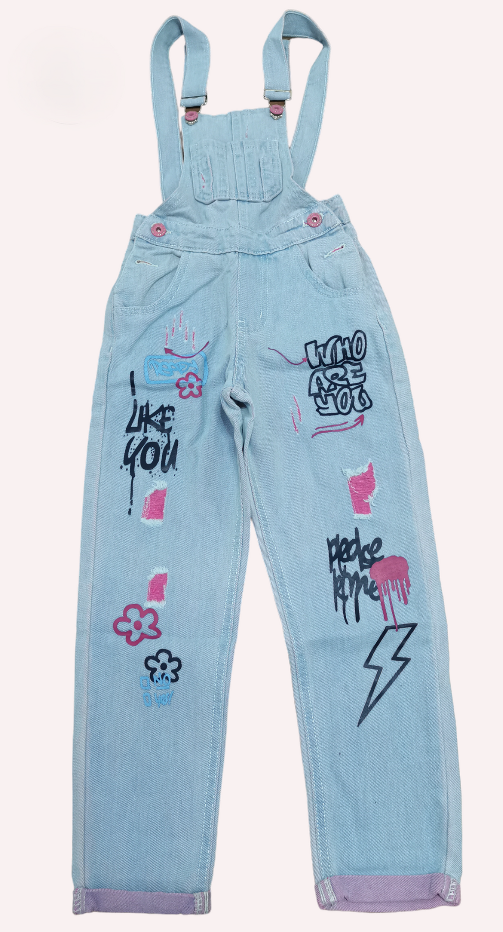 Street Art Denim Overalls -G016