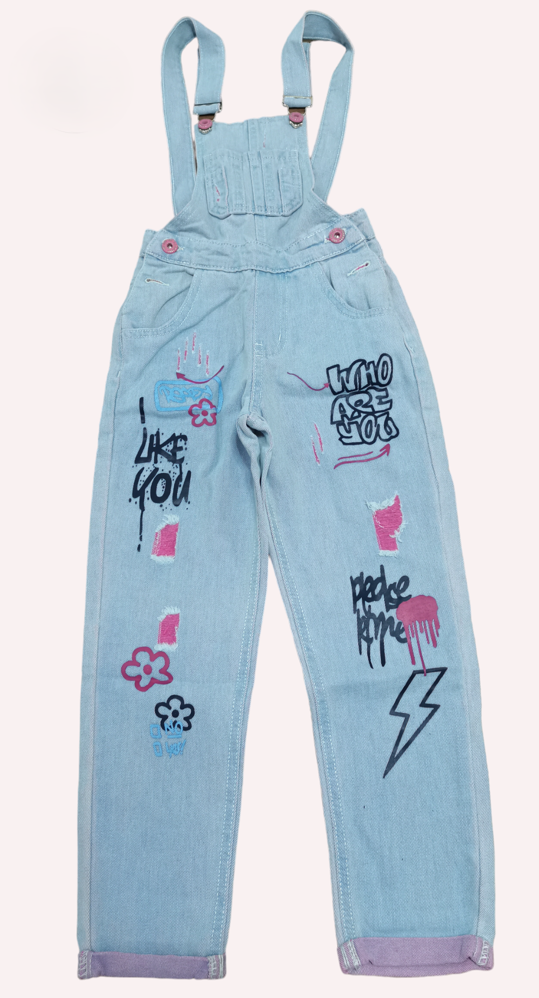 Street Art Denim Overalls -G016