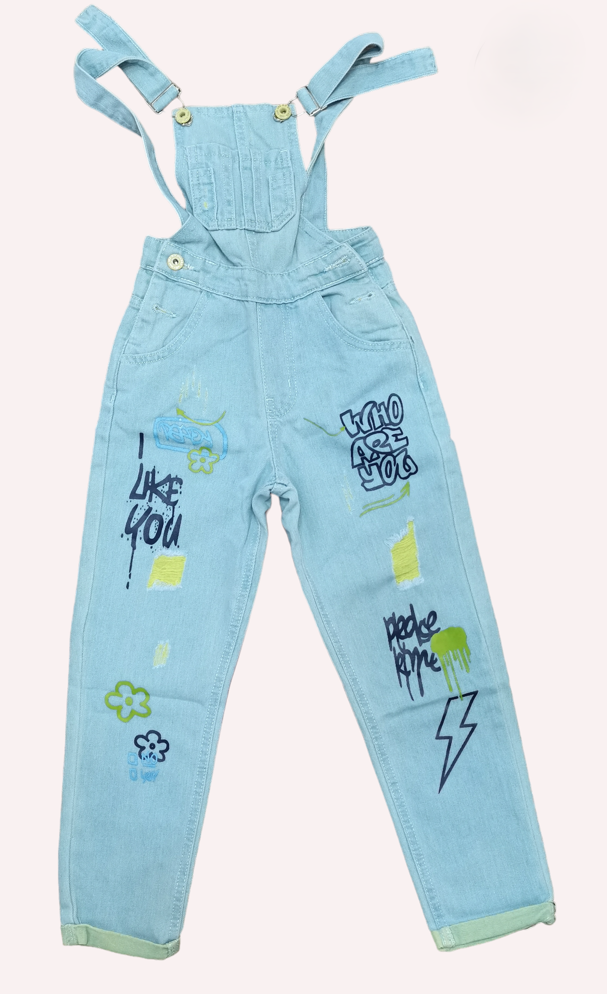 Street Art Denim Overalls -G016